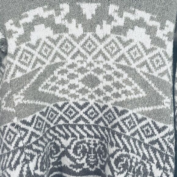 Abercrombie & Fitch Women's Small Gray Fair Isle Cardigan Oversized Wool Blend - Picture 7 of 10